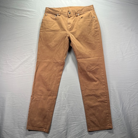 Brooks Brothers Chino Pants Mens 33x30 Slim Fit Brown Flat Front Travel Stretch - Picture 4 of 11